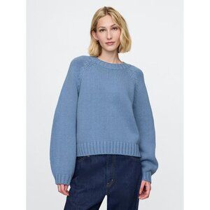 GAP Women's Relaxed Balloon-Sleeve Sweater Size XS In Soft Cornflower Blue